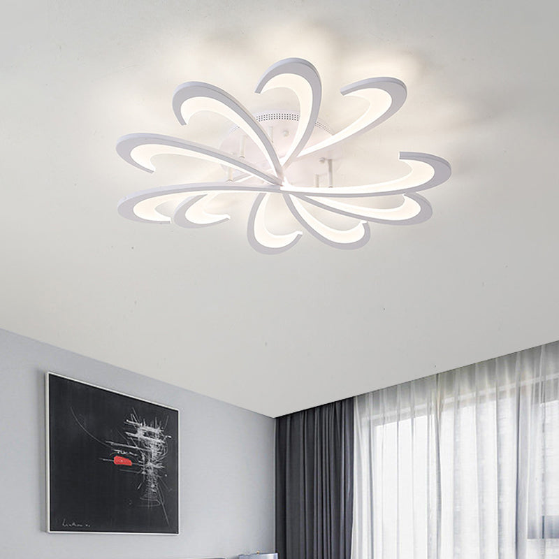 Metallic Floral Flush Mount Light Modern Black/White LED Ceiling Mounted Fixture in Warm/White Light, 31.5"/39" W Clearhalo 'Ceiling Lights' 'Close To Ceiling Lights' 'Close to ceiling' 'Flush mount' Lighting' 1710236