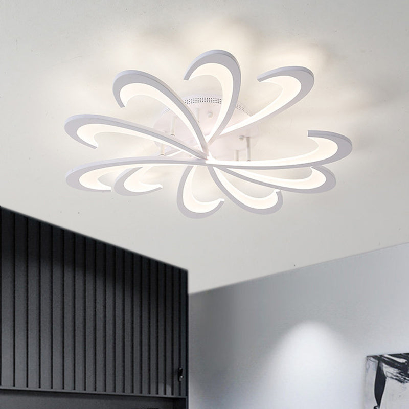 Metallic Floral Flush Mount Light Modern Black/White LED Ceiling Mounted Fixture in Warm/White Light, 31.5"/39" W Clearhalo 'Ceiling Lights' 'Close To Ceiling Lights' 'Close to ceiling' 'Flush mount' Lighting' 1710237