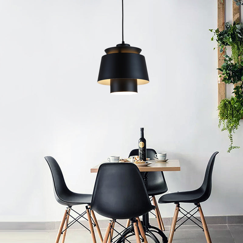 Modernist Style Tapered Hanging Light Fixture Metallic 1 Head Living Room Pendant Lamp in Black/Grey Clearhalo 'Ceiling Lights' 'Modern Pendants' 'Modern' 'Pendant Lights' 'Pendants' Lighting' 171024