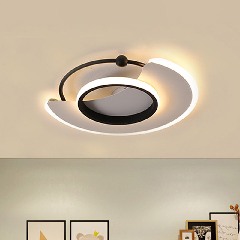 Black Geometric Flush Light Fixture Minimalist LED Metal Flush Mount Lighting, Warm/White Light Black Clearhalo 'Ceiling Lights' 'Close To Ceiling Lights' 'Close to ceiling' 'Flush mount' Lighting' 1710240