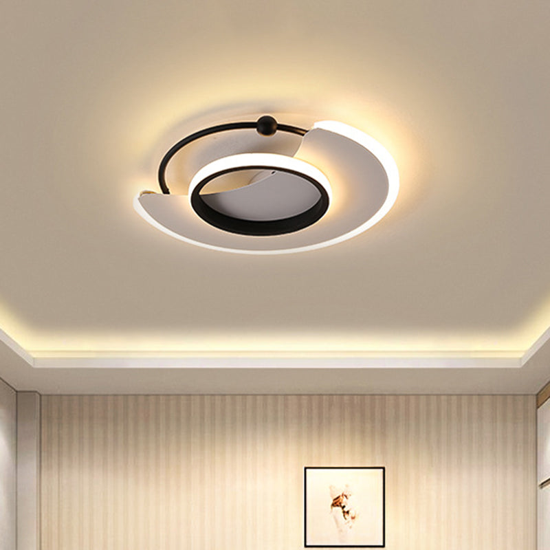 Black Geometric Flush Light Fixture Minimalist LED Metal Flush Mount Lighting, Warm/White Light Clearhalo 'Ceiling Lights' 'Close To Ceiling Lights' 'Close to ceiling' 'Flush mount' Lighting' 1710241