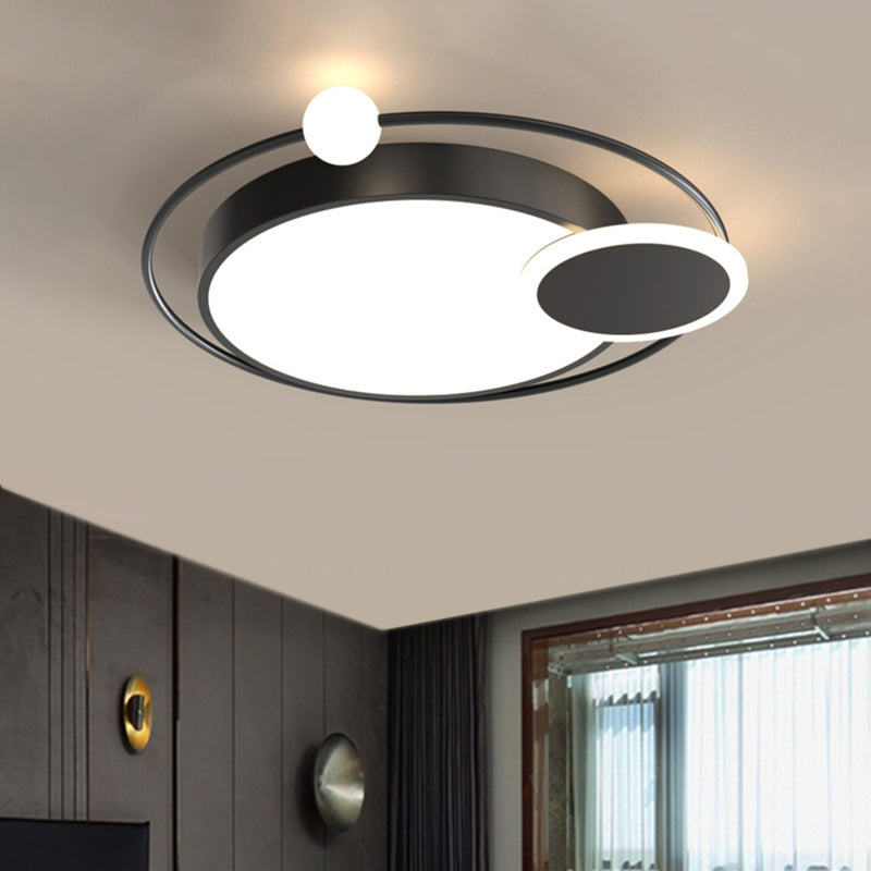 Round Ceiling Flush Mount Simple Acrylic Black/Gold LED Flush Light Fixture in Warm/White Light for Bedroom, 16.5"/20.5" W Black Clearhalo 'Ceiling Lights' 'Close To Ceiling Lights' 'Close to ceiling' 'Flush mount' Lighting' 1710272