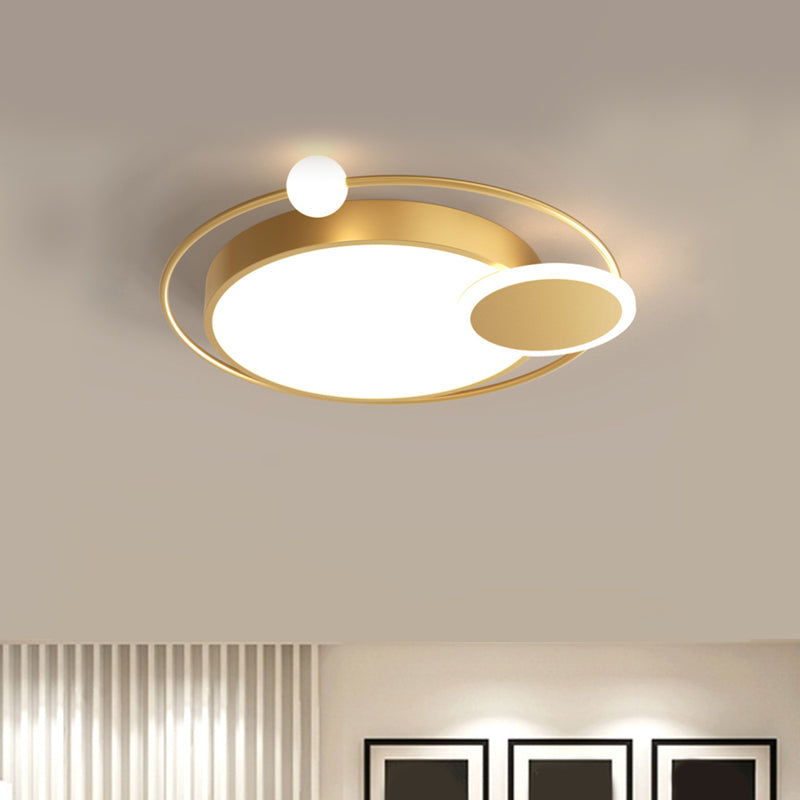 Round Ceiling Flush Mount Simple Acrylic Black/Gold LED Flush Light Fixture in Warm/White Light for Bedroom, 16.5"/20.5" W Clearhalo 'Ceiling Lights' 'Close To Ceiling Lights' 'Close to ceiling' 'Flush mount' Lighting' 1710278