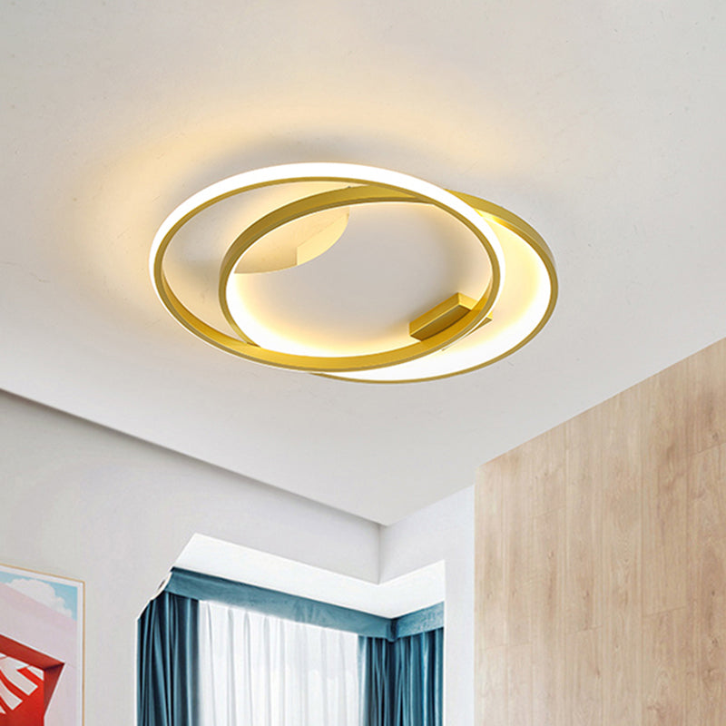 Modernism Dual Ring Flush Mount Fixture Metal LED Bedroom Close to Ceiling Light in Gold Clearhalo 'Ceiling Lights' 'Close To Ceiling Lights' 'Close to ceiling' 'Flush mount' Lighting' 1710282