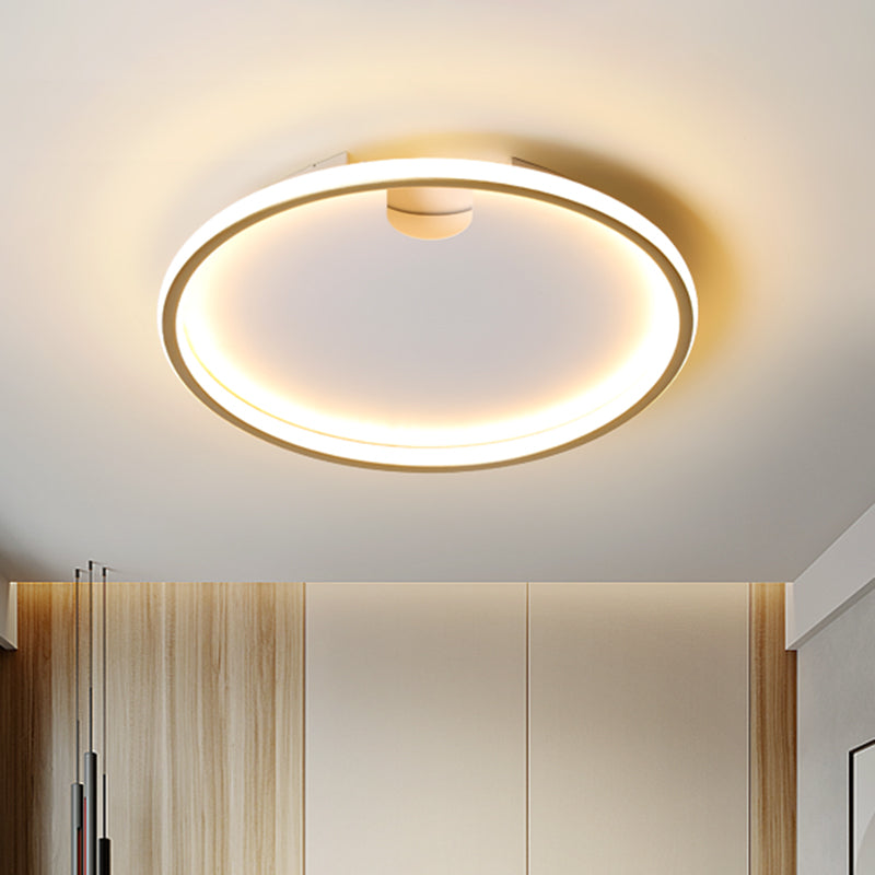 LED Bedroom Ceiling Lighting Modern Style Gold Flush Mount with Round Metal Shade, 16"/19.5" W Gold Clearhalo 'Ceiling Lights' 'Close To Ceiling Lights' 'Close to ceiling' 'Flush mount' Lighting' 1710285