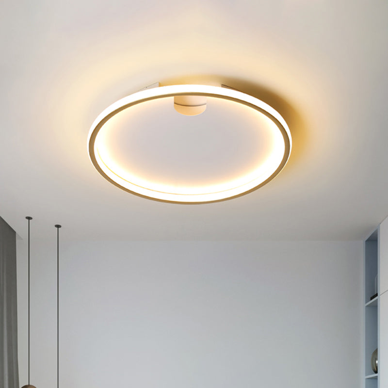 LED Bedroom Ceiling Lighting Modern Style Gold Flush Mount with Round Metal Shade, 16"/19.5" W Clearhalo 'Ceiling Lights' 'Close To Ceiling Lights' 'Close to ceiling' 'Flush mount' Lighting' 1710286