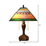 Mission Table Lamp with Pyramid Shade Stained Glass 1 Light Decorative Table Light for Bedside Clearhalo 'Lamps' 'Table Lamps' Lighting' 171033