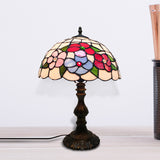 Stained Glass Floral Table Lighting Tiffany Art Deco 1 Light Table Light with Dome Shade Bronze Clearhalo 'Lamps' 'Table Lamps' Lighting' 171043