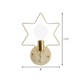 Metal Star/Flower/Loving Heart Wall Lamp Simple Style 1 Light Wall Mounted Lighting in White for Study Room Clearhalo 'Wall Lamps & Sconces' 'Wall Lights' Lighting' 1710452