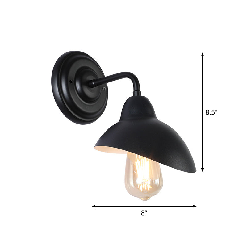 1 Bulb Dome-Like Wall Mount Light Warehouse Black Metallic Wall Lighting Ideas for Bedroom Clearhalo 'Art deco wall lights' 'Cast Iron' 'Glass' 'Industrial wall lights' 'Industrial' 'Middle century wall lights' 'Modern' 'Rustic wall lights' 'Tiffany' 'Traditional wall lights' 'Wall Lamps & Sconces' 'Wall Lights' Lighting' 1710466