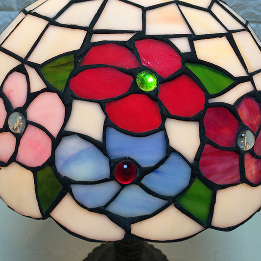 Stained Glass Floral Table Lighting Tiffany Art Deco 1 Light Table Light with Dome Shade Clearhalo 'Lamps' 'Table Lamps' Lighting' 171047