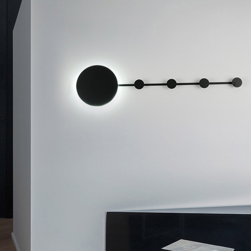 Circle Wall Mount Light Fixture Modernist Metal Black/White LED Wall Sconce with Hook Design in Warm/White Light Clearhalo 'Cast Iron' 'Glass' 'Industrial' 'Modern wall lights' 'Modern' 'Tiffany' 'Traditional wall lights' 'Wall Lamps & Sconces' 'Wall Lights' Lighting' 1710532