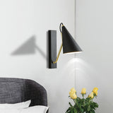 Black Tapered Wall Lighting Fixture Modern 1 Light Metallic Wall Mounted Lamp for Dining Room Clearhalo 'Cast Iron' 'Glass' 'Industrial' 'Modern wall lights' 'Modern' 'Tiffany' 'Traditional wall lights' 'Wall Lamps & Sconces' 'Wall Lights' Lighting' 1710536