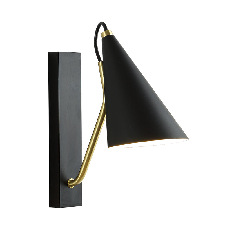 Black Tapered Wall Lighting Fixture Modern 1 Light Metallic Wall Mounted Lamp for Dining Room Clearhalo 'Cast Iron' 'Glass' 'Industrial' 'Modern wall lights' 'Modern' 'Tiffany' 'Traditional wall lights' 'Wall Lamps & Sconces' 'Wall Lights' Lighting' 1710537