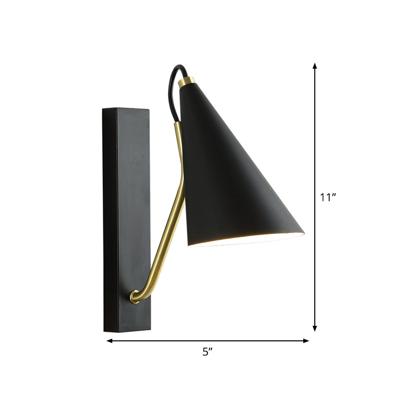 Black Tapered Wall Lighting Fixture Modern 1 Light Metallic Wall Mounted Lamp for Dining Room Clearhalo 'Cast Iron' 'Glass' 'Industrial' 'Modern wall lights' 'Modern' 'Tiffany' 'Traditional wall lights' 'Wall Lamps & Sconces' 'Wall Lights' Lighting' 1710538
