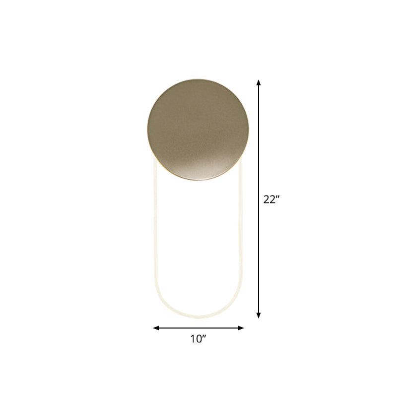 Oval Wall Lamp Contemporary Acrylic LED Bedroom Wall Light Fixture with Gold Metal Round Shade Clearhalo 'Cast Iron' 'Glass' 'Industrial' 'Modern wall lights' 'Modern' 'Tiffany' 'Traditional wall lights' 'Wall Lamps & Sconces' 'Wall Lights' Lighting' 1710542