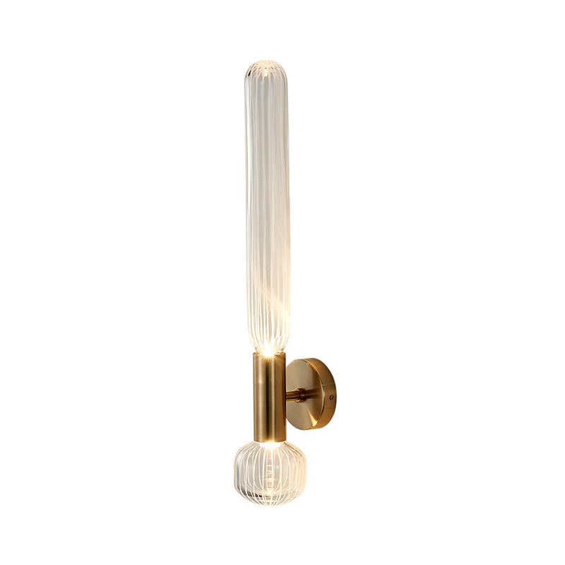 Tube Bedroom Wall Lighting Fixture Clear Glass LED Nordic Wall Light Fixture in Gold Clearhalo 'Cast Iron' 'Glass' 'Industrial' 'Modern wall lights' 'Modern' 'Tiffany' 'Traditional wall lights' 'Wall Lamps & Sconces' 'Wall Lights' Lighting' 1710548