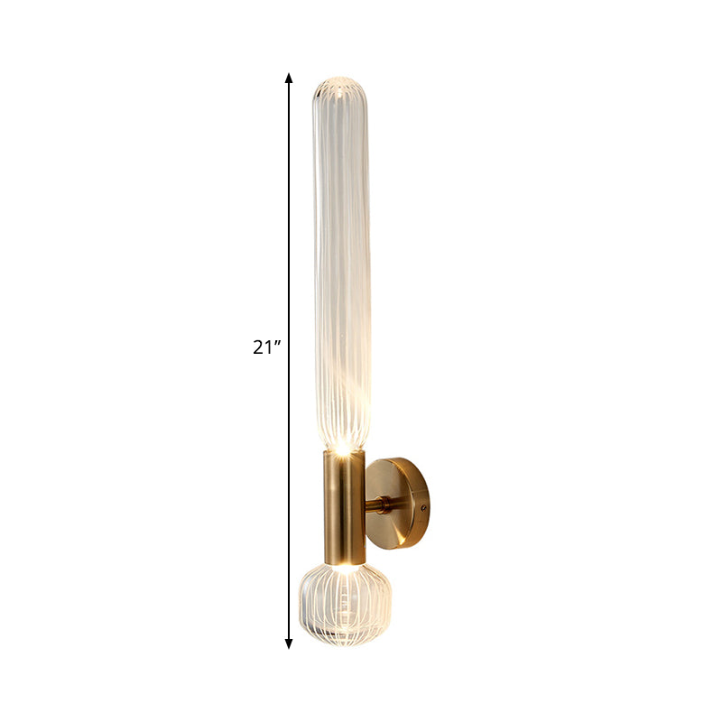 Tube Bedroom Wall Lighting Fixture Clear Glass LED Nordic Wall Light Fixture in Gold Clearhalo 'Cast Iron' 'Glass' 'Industrial' 'Modern wall lights' 'Modern' 'Tiffany' 'Traditional wall lights' 'Wall Lamps & Sconces' 'Wall Lights' Lighting' 1710550
