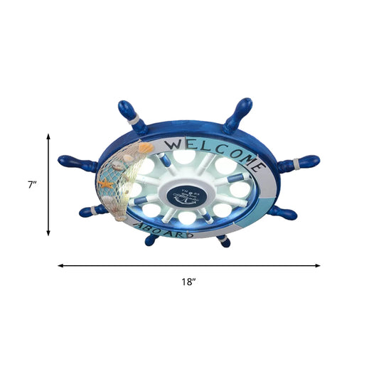 Rudder Kindergarten Ceiling Mount Light Metal 8 Lights Nautical Ceiling Lamp in Blue Clearhalo 'Ceiling Lights' 'Close To Ceiling Lights' 'Close to ceiling' 'Flush mount' Lighting' 171055