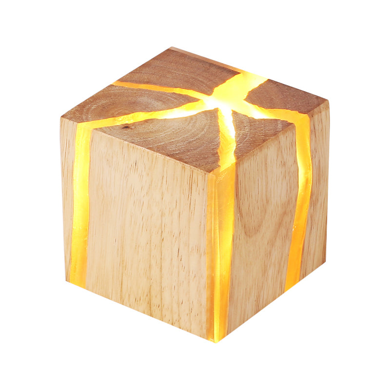 Cube Wood LED Wall Lighting Ideas Contemporary 1-Light BurlyWood Wall Light Fixture Clearhalo 'Cast Iron' 'Glass' 'Industrial' 'Modern wall lights' 'Modern' 'Tiffany' 'Traditional wall lights' 'Wall Lamps & Sconces' 'Wall Lights' Lighting' 1710582