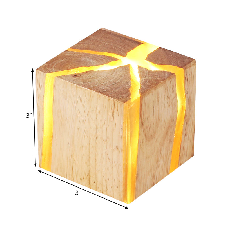 Cube Wood LED Wall Lighting Ideas Contemporary 1-Light BurlyWood Wall Light Fixture Clearhalo 'Cast Iron' 'Glass' 'Industrial' 'Modern wall lights' 'Modern' 'Tiffany' 'Traditional wall lights' 'Wall Lamps & Sconces' 'Wall Lights' Lighting' 1710583