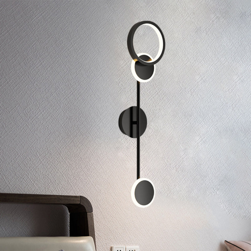 Metallic Round LED Wall Sconce Lighting Contemporary 2/3/4 Lights Wall Mount Lamp in Black 2.0 Black Clearhalo 'Cast Iron' 'Glass' 'Industrial' 'Modern wall lights' 'Modern' 'Tiffany' 'Traditional wall lights' 'Wall Lamps & Sconces' 'Wall Lights' Lighting' 1710597