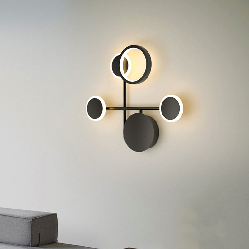 Metallic Round LED Wall Sconce Lighting Contemporary 2/3/4 Lights Wall Mount Lamp in Black Clearhalo 'Cast Iron' 'Glass' 'Industrial' 'Modern wall lights' 'Modern' 'Tiffany' 'Traditional wall lights' 'Wall Lamps & Sconces' 'Wall Lights' Lighting' 1710602