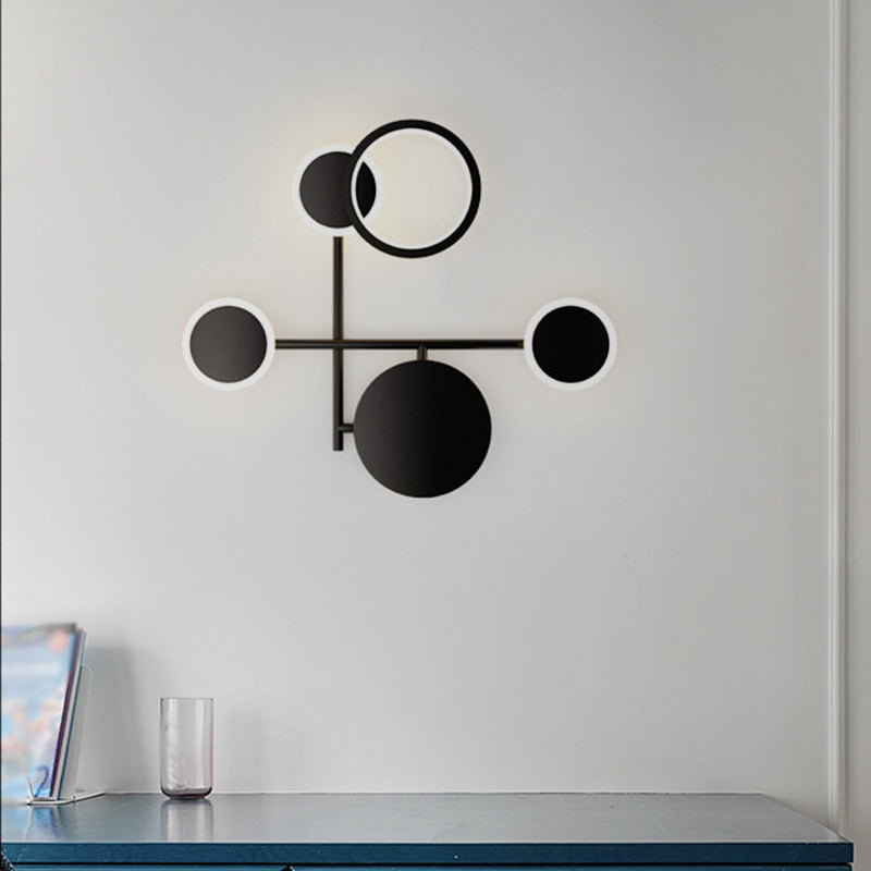 Metallic Round LED Wall Sconce Lighting Contemporary 2/3/4 Lights Wall Mount Lamp in Black Clearhalo 'Cast Iron' 'Glass' 'Industrial' 'Modern wall lights' 'Modern' 'Tiffany' 'Traditional wall lights' 'Wall Lamps & Sconces' 'Wall Lights' Lighting' 1710603