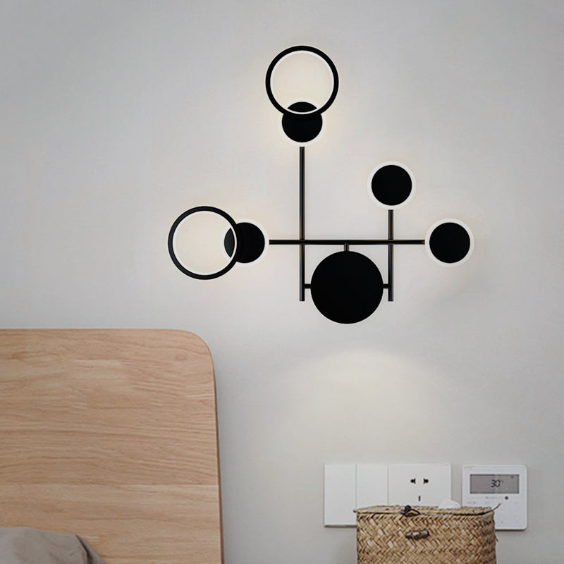 Metallic Round LED Wall Sconce Lighting Contemporary 2/3/4 Lights Wall Mount Lamp in Black Clearhalo 'Cast Iron' 'Glass' 'Industrial' 'Modern wall lights' 'Modern' 'Tiffany' 'Traditional wall lights' 'Wall Lamps & Sconces' 'Wall Lights' Lighting' 1710607