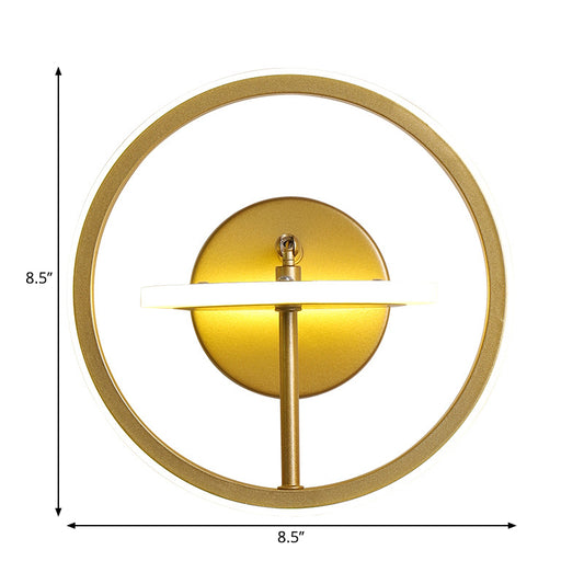 Metal Circle Wall Light Fixture Modernist LED Wall Lighting with Adjustable Arm in Gold, Warm/White Light Clearhalo 'Cast Iron' 'Glass' 'Industrial' 'Modern wall lights' 'Modern' 'Tiffany' 'Traditional wall lights' 'Wall Lamps & Sconces' 'Wall Lights' Lighting' 1710630