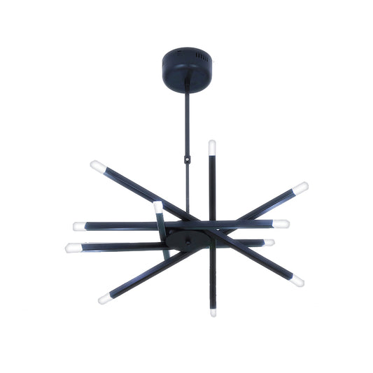 Contemporary 12 Lights Chandelier Light Black/Chrome Burst Hanging Lamp with Metal Shade Clearhalo 'Ceiling Lights' 'Chandeliers' 'Modern Chandeliers' 'Modern' Lighting' 171063