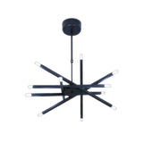 Contemporary 12 Lights Chandelier Light Black/Chrome Burst Hanging Lamp with Metal Shade Clearhalo 'Ceiling Lights' 'Chandeliers' 'Modern Chandeliers' 'Modern' Lighting' 171063