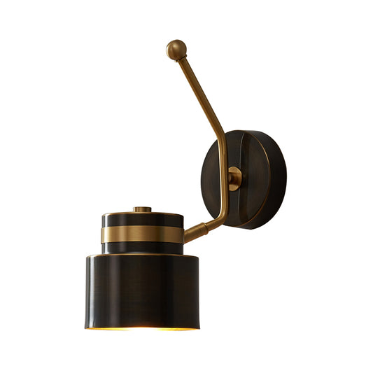 Black Cylinder Wall Lighting Fixture Nordic 1-Bulb Metallic Wall Mount Lamp with Adjustable Shade Clearhalo 'Cast Iron' 'Glass' 'Industrial' 'Modern wall lights' 'Modern' 'Tiffany' 'Traditional wall lights' 'Wall Lamps & Sconces' 'Wall Lights' Lighting' 1710657