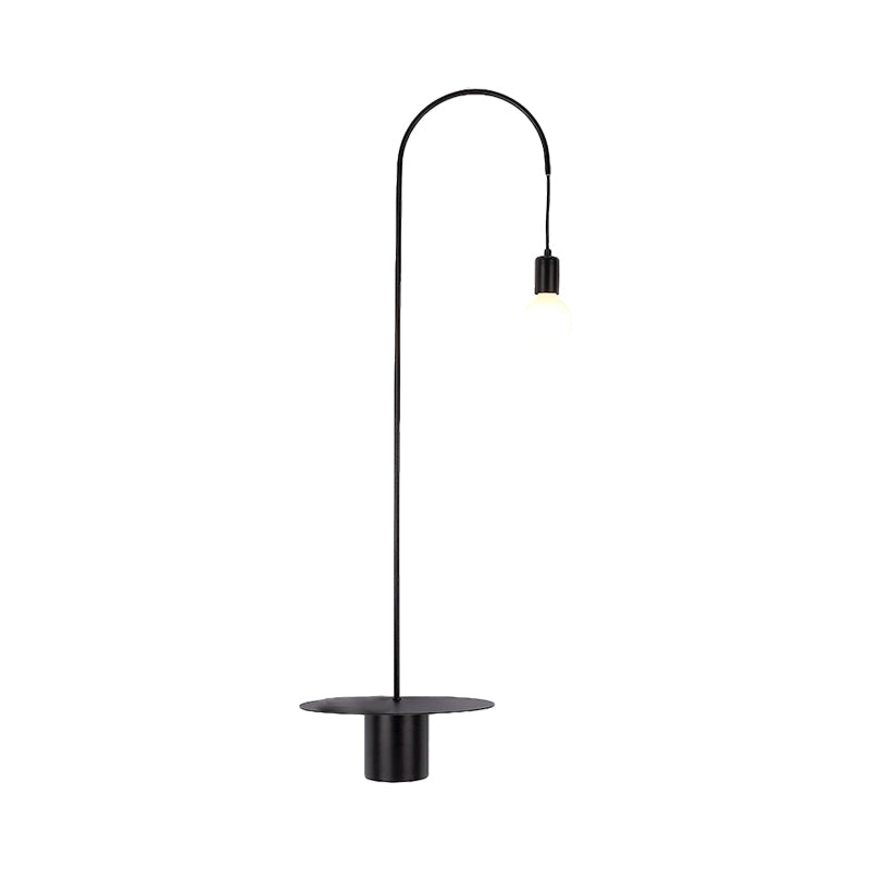 Gooseneck Metallic Wall Light Fixture Minimalist 1-Head Black/White/Gold Wall Sconce Lighting with Bulb Clearhalo 'Cast Iron' 'Glass' 'Industrial' 'Modern wall lights' 'Modern' 'Tiffany' 'Traditional wall lights' 'Wall Lamps & Sconces' 'Wall Lights' Lighting' 1710710