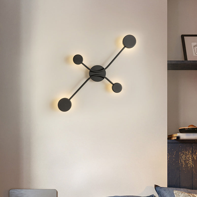 Metallic Round Wall Mount Lamp Contemporary LED Wall Lighting Fixture in Black, Warm/White Light Clearhalo 'Cast Iron' 'Glass' 'Industrial' 'Modern wall lights' 'Modern' 'Tiffany' 'Traditional wall lights' 'Wall Lamps & Sconces' 'Wall Lights' Lighting' 1710721