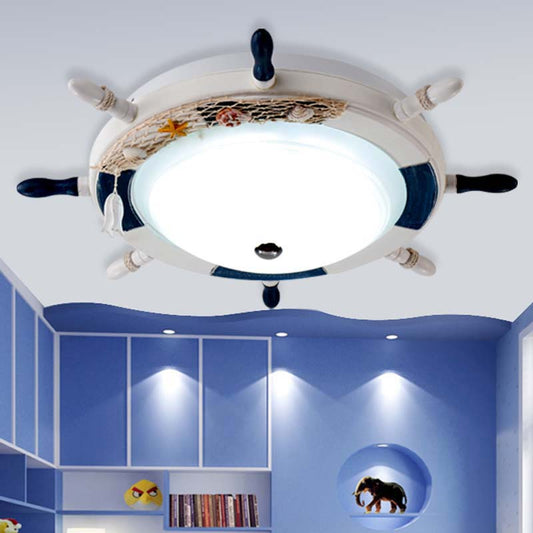 White Rudder Ceiling Mount Light Nautical Style Metal Flush Light for Game Room Clearhalo 'Ceiling Lights' 'Close To Ceiling Lights' 'Close to ceiling' 'Flush mount' Lighting' 171072