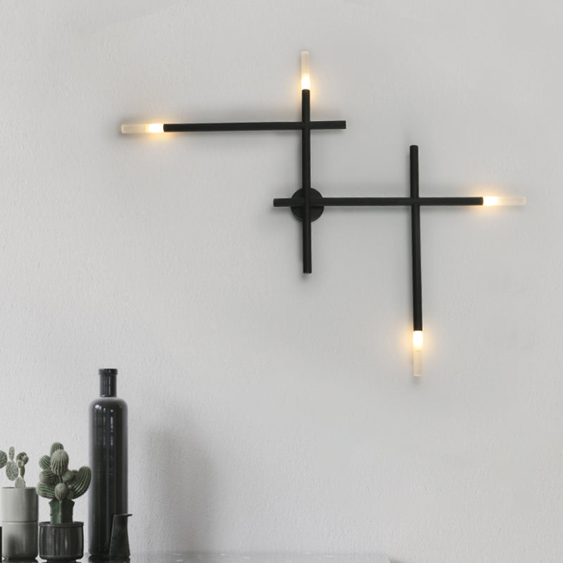 Metallic Crossed Lines Wall Light Fixture Contemporary Black/Gold LED Wall Lighting Ideas Black Clearhalo 'Cast Iron' 'Glass' 'Industrial' 'Modern wall lights' 'Modern' 'Tiffany' 'Traditional wall lights' 'Wall Lamps & Sconces' 'Wall Lights' Lighting' 1710732