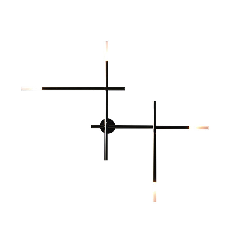 Metallic Crossed Lines Wall Light Fixture Contemporary Black/Gold LED Wall Lighting Ideas Clearhalo 'Cast Iron' 'Glass' 'Industrial' 'Modern wall lights' 'Modern' 'Tiffany' 'Traditional wall lights' 'Wall Lamps & Sconces' 'Wall Lights' Lighting' 1710734
