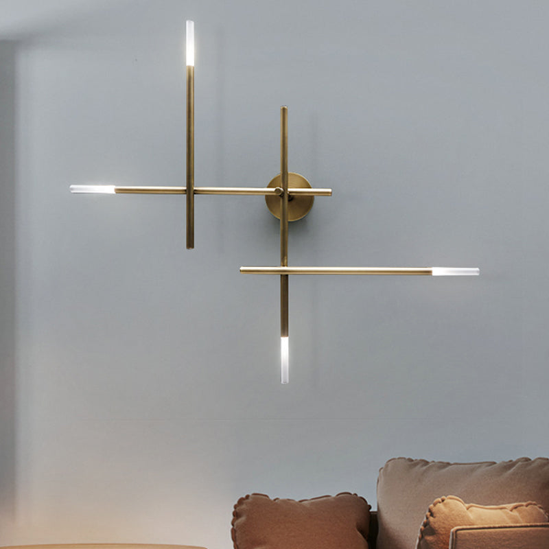 Metallic Crossed Lines Wall Light Fixture Contemporary Black/Gold LED Wall Lighting Ideas Gold Clearhalo 'Cast Iron' 'Glass' 'Industrial' 'Modern wall lights' 'Modern' 'Tiffany' 'Traditional wall lights' 'Wall Lamps & Sconces' 'Wall Lights' Lighting' 1710736