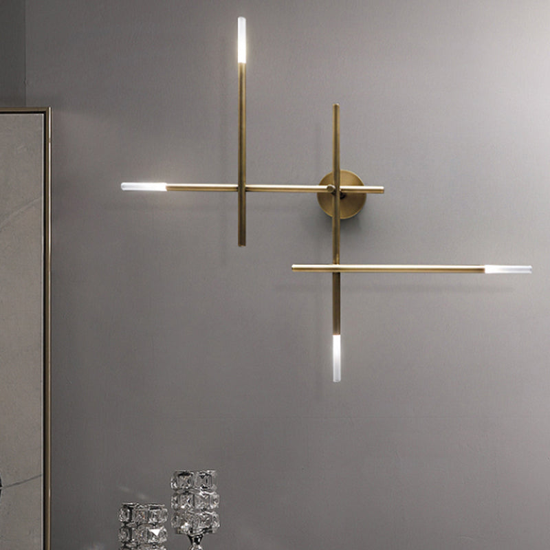 Metallic Crossed Lines Wall Light Fixture Contemporary Black/Gold LED Wall Lighting Ideas Clearhalo 'Cast Iron' 'Glass' 'Industrial' 'Modern wall lights' 'Modern' 'Tiffany' 'Traditional wall lights' 'Wall Lamps & Sconces' 'Wall Lights' Lighting' 1710737