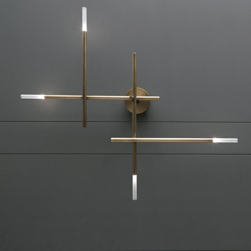 Metallic Crossed Lines Wall Light Fixture Contemporary Black/Gold LED Wall Lighting Ideas Clearhalo 'Cast Iron' 'Glass' 'Industrial' 'Modern wall lights' 'Modern' 'Tiffany' 'Traditional wall lights' 'Wall Lamps & Sconces' 'Wall Lights' Lighting' 1710738