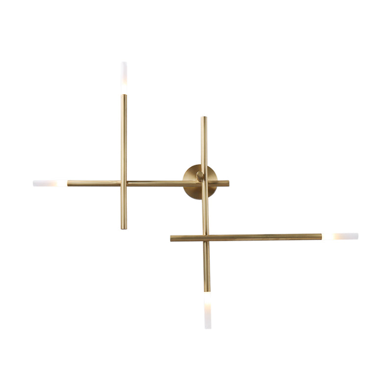 Metallic Crossed Lines Wall Light Fixture Contemporary Black/Gold LED Wall Lighting Ideas Clearhalo 'Cast Iron' 'Glass' 'Industrial' 'Modern wall lights' 'Modern' 'Tiffany' 'Traditional wall lights' 'Wall Lamps & Sconces' 'Wall Lights' Lighting' 1710739