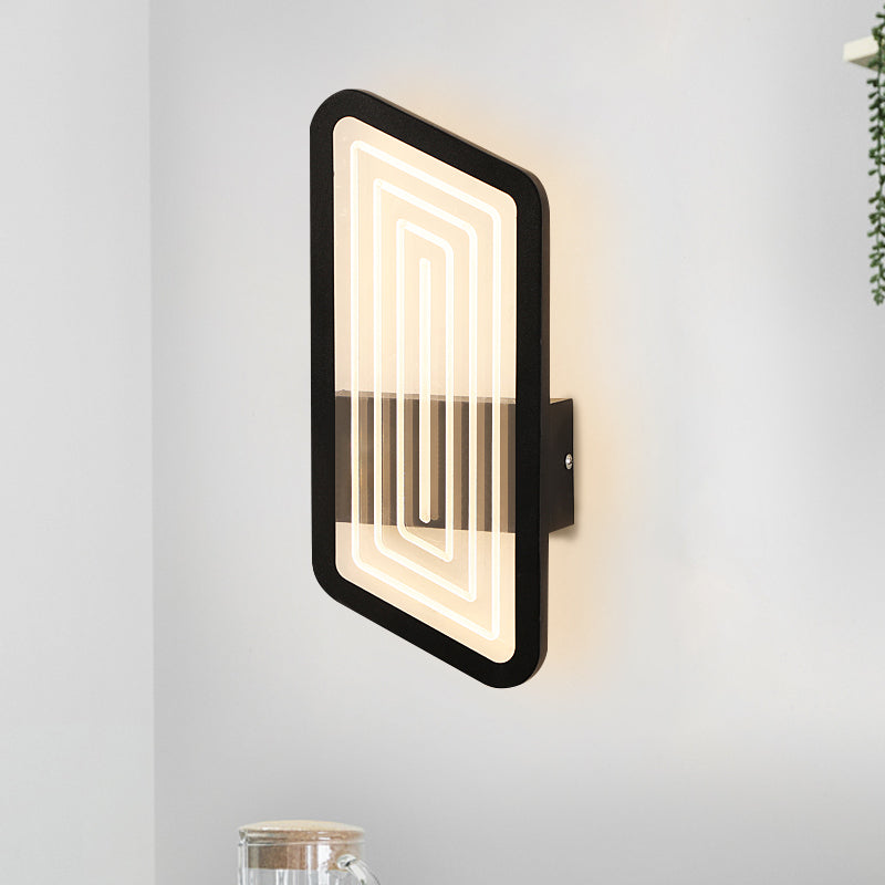Black/Gold Rectangular Wall Light Fixture Nordic Metallic Wall Sconce Lighting in Warm/White Light, 12.5"/19.5" Wide Clearhalo 'Cast Iron' 'Glass' 'Industrial' 'Modern wall lights' 'Modern' 'Tiffany' 'Traditional wall lights' 'Wall Lamps & Sconces' 'Wall Lights' Lighting' 1710745