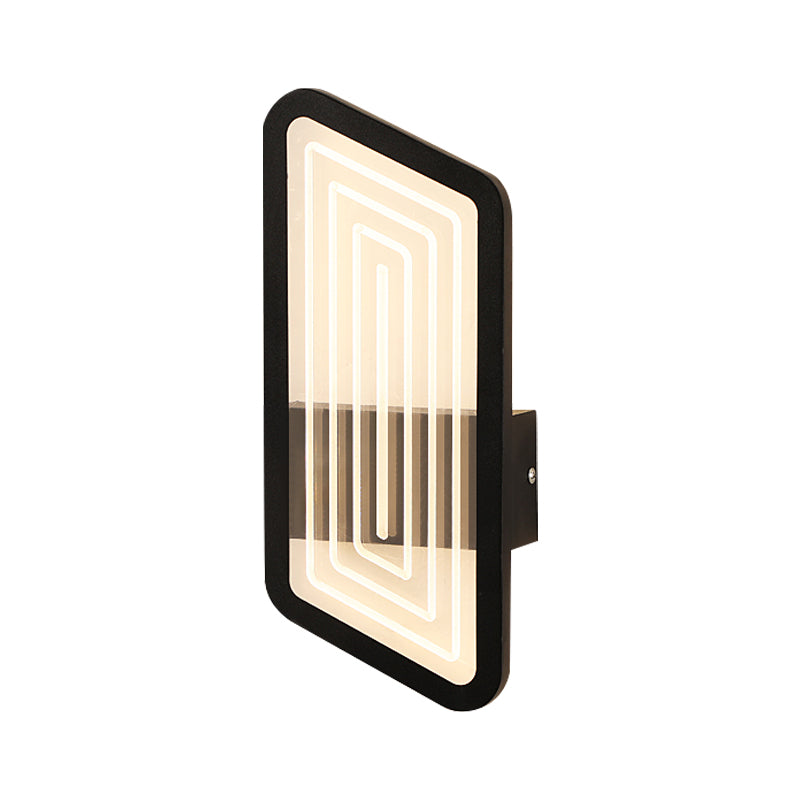 Black/Gold Rectangular Wall Light Fixture Nordic Metallic Wall Sconce Lighting in Warm/White Light, 12.5"/19.5" Wide Clearhalo 'Cast Iron' 'Glass' 'Industrial' 'Modern wall lights' 'Modern' 'Tiffany' 'Traditional wall lights' 'Wall Lamps & Sconces' 'Wall Lights' Lighting' 1710746
