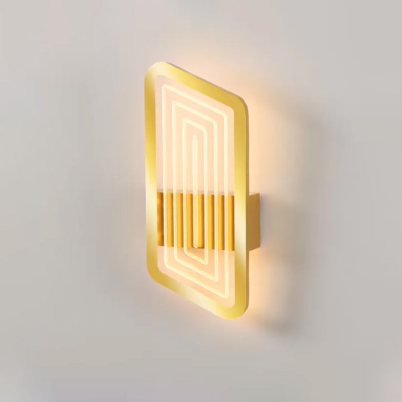 Black/Gold Rectangular Wall Light Fixture Nordic Metallic Wall Sconce Lighting in Warm/White Light, 12.5"/19.5" Wide Clearhalo 'Cast Iron' 'Glass' 'Industrial' 'Modern wall lights' 'Modern' 'Tiffany' 'Traditional wall lights' 'Wall Lamps & Sconces' 'Wall Lights' Lighting' 1710752
