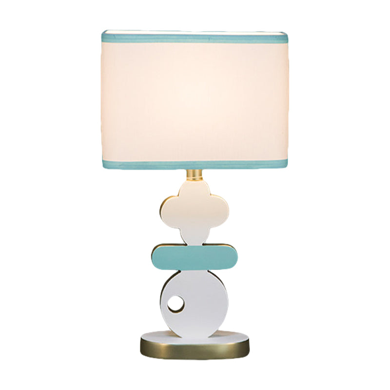 Single Light Bedside Night Lamp Modern Blue/Green Reading Task Lighting with Barrel Fabric Shade Clearhalo 'Lamps' 'Table Lamps' Lighting' 1710836