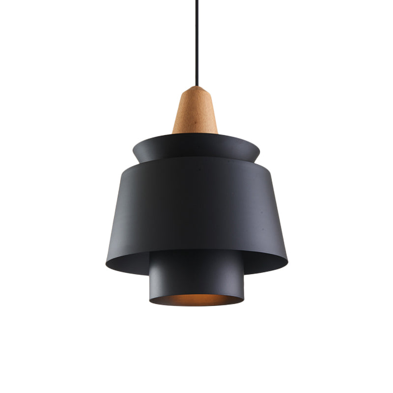 1 Head Dining Room Suspension Light with Tapered Metal Shade Modern Stylish Black/White Ceiling Pendant Light Clearhalo 'Ceiling Lights' 'Modern Pendants' 'Modern' 'Pendant Lights' 'Pendants' Lighting' 171113