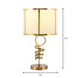 Barrel Living Room Desk Light Retro Fabric 1-Head Brass Night Table Lamp with Twisted Base Design Clearhalo 'Lamps' 'Table Lamps' Lighting' 1711257