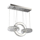 Crystal Block Connecting Ring Chandelier Modernism LED Down Lighting Pendant in Chrome Clearhalo 'Ceiling Lights' 'Chandeliers' 'Modern Chandeliers' 'Modern' Lighting' 1711342