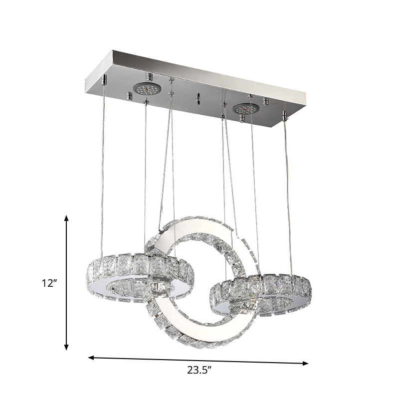 Crystal Block Connecting Ring Chandelier Modernism LED Down Lighting Pendant in Chrome Clearhalo 'Ceiling Lights' 'Chandeliers' 'Modern Chandeliers' 'Modern' Lighting' 1711343